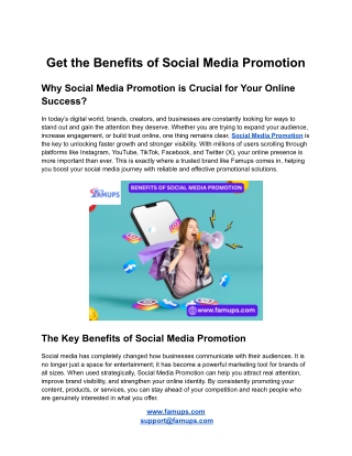 Get the Benefits of Social Media Promotion