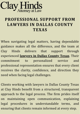 Professional Support from Lawyers in Dallas County Texas