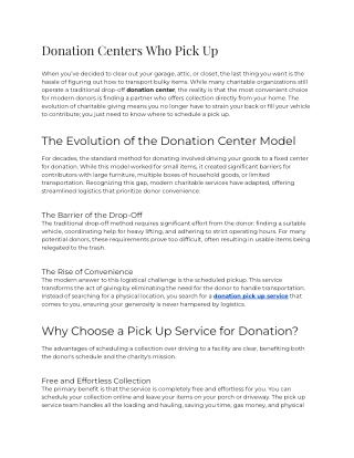 E - Donation Centers Who Pick Up