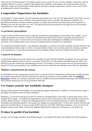 Pourquoi privilégier les backlinks français lors d'un achat ?