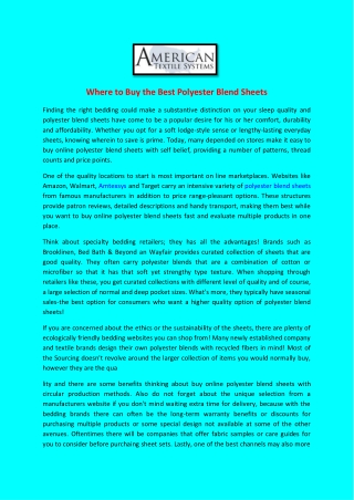 Where to Buy the Best Polyester Blend Sheets