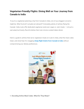 Vegetarian-Friendly Flights from Canada to India: Your Complete Guide to Veg Mea