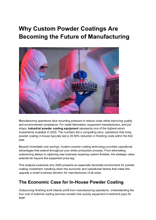 Why Custom Powder Coatings Are Becoming the Future of Manufacturing