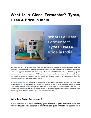 What Is a Glass Fermenter_ Types, Uses & Price in India