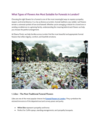 What Types of Flowers Are Most Suitable for Funerals in London