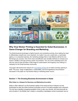 Why Vinyl Sticker Printing is Essential for Dubai Businesses in 2025