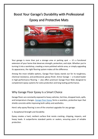 Boost Your Garage’s Durability with Professional Epoxy and Protective Mats