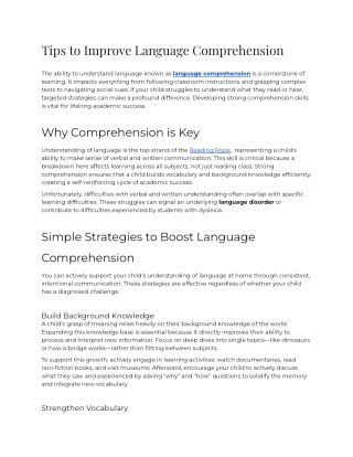 E - Tips to Improve Language Comprehension
