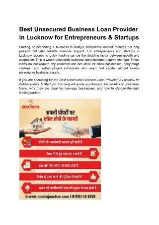 Best Unsecured Business Loan Provider in Lucknow for Entrepreneurs & Startups