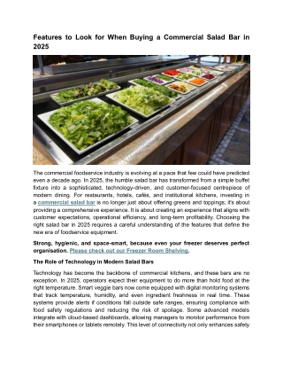 Features to Look for When Buying a Commercial Salad Bar in 2025