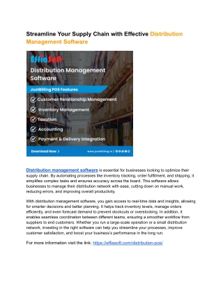 Streamline Your Supply Chain with Effective Distribution Management Software