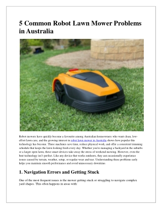 Top Robot Lawn Mower Issues in Australia
