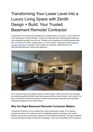 Transforming Your Lower Level into a Luxury Living Space with Zenith Design   Build_ Your Trusted Basement Remodel Contr