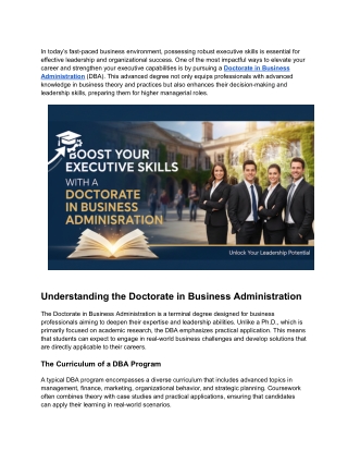 Boost Your Executive Skills with a Doctorate in Business Administration