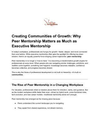 Creating Communities of Growth_ Why Peer Mentorship Matters as Much as Executive Mentorship
