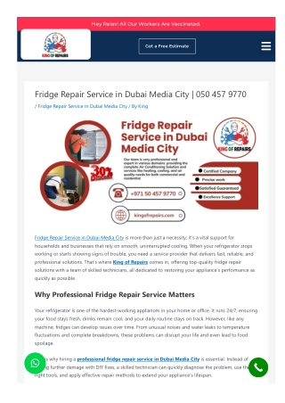Fridge Repair Service in Dubai Media City