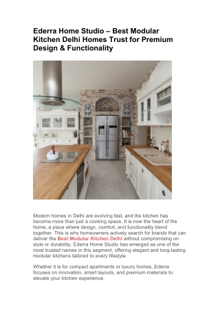 Ederra Home Studio – Best Modular Kitchen Delhi Homes Trust for Premium Design & Functionality