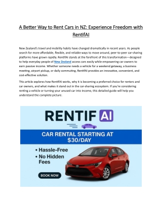A Better Way to Rent Cars in NZ Experience Freedom with RentifAI