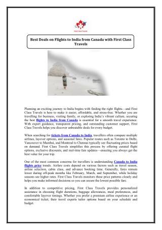 flights to india from canada