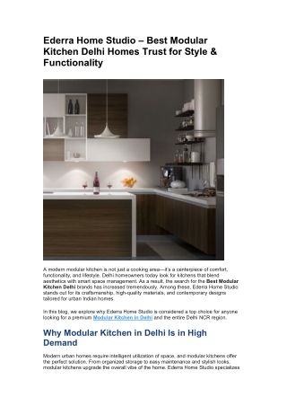 Ederra Home Studio – Best Modular Kitchen Delhi Homes Trust for Style & Functionality