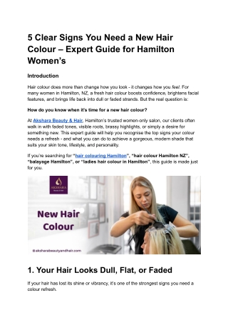 5 Clear Signs You Need a New Hair Colour – Expert Guide for Hamilton Women’s