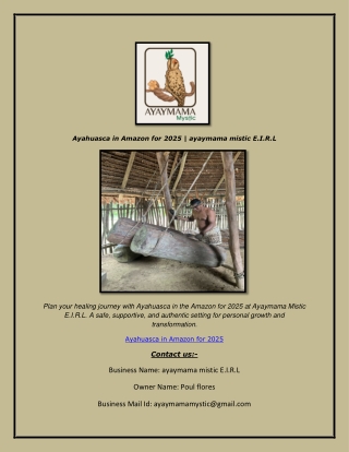Ayahuasca in Amazon for 2025  ayaymama mistic E.I.R.L