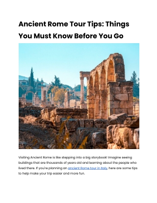 Ancient Rome Tour Tips: Things You Must Know Before You Go