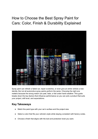 How to Choose the Best Spray Paint for Cars_ Color, Finish & Durability Explained