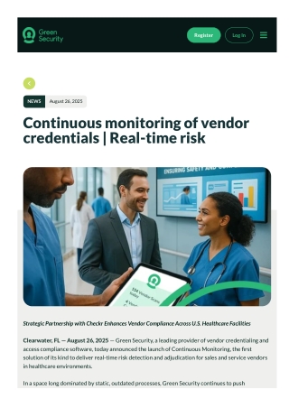 Continuous Monitoring in Healthcare Vendor Credentialing Real Time Risk Detectio