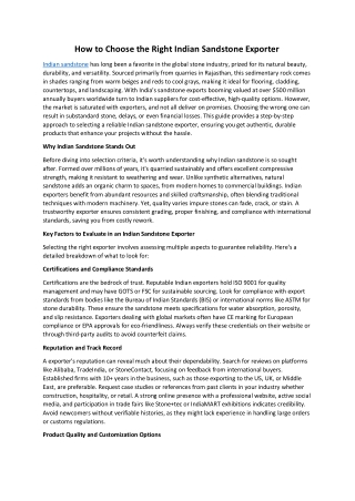 How to Choose the Right Indian Sandstone Exporter