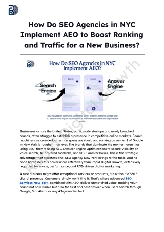 How Do SEO Agencies in NYC Implement AEO to Boost Ranking and Traffic for a New Business_