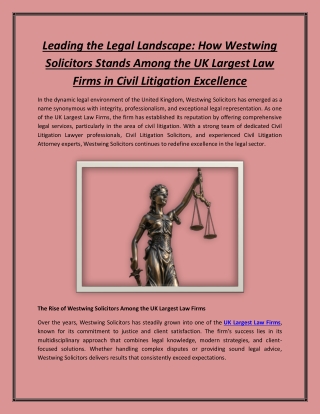 Leading the Legal Landscape: How Westwing Solicitors Stands Among the UK Largest