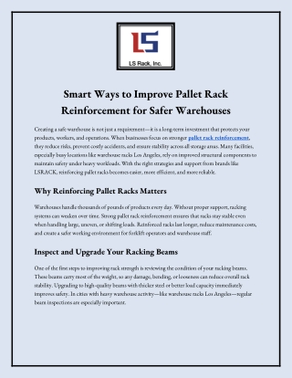 Smart Ways to Improve Pallet Rack Reinforcement for Safer Warehouses