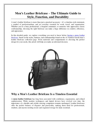 Men’s Leather Briefcase – The Ultimate Guide to Style, Function, and Durability