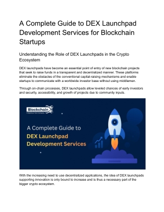 A Complete Guide to DEX Launchpad Development Services for Blockchain Startups