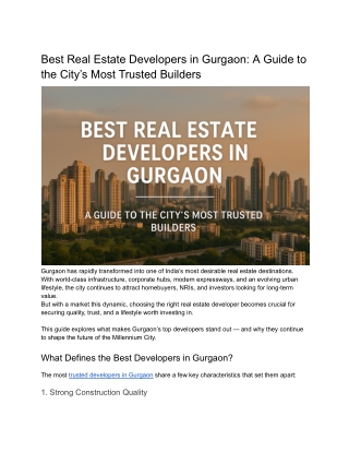 Best Real Estate Developers in Gurgaon_ A Guide to the City’s Most Trusted Builders