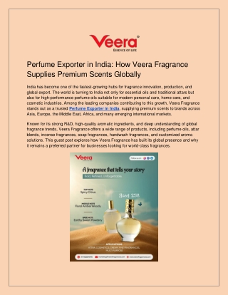 Perfume Exporter in India: How Veera Fragrance Supplies Premium Scents Globally