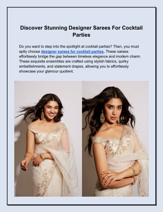 Discover Stunning Designer Sarees For Cocktail Parties