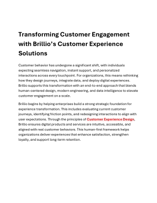 Transforming Customer Engagement with Brillio’s Customer Experience Solutions