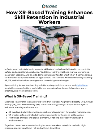 How XR-Based Training Enhances Skill Retention in Industrial Workers