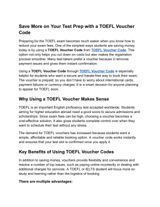 Save More on Your Test Prep with a TOEFL Voucher Code