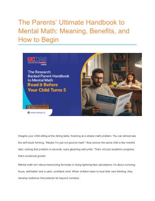 Unlock Your Child’s Genius with Mental Math