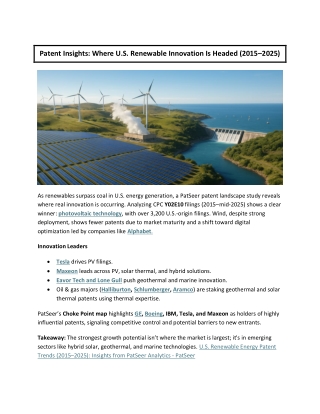 U.S. Renewable Energy Patent Trends (2015-2025)