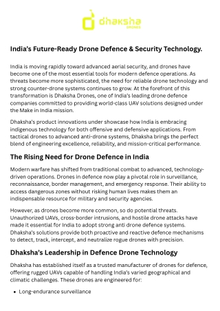 The Rising Need for Drone Defence in India
