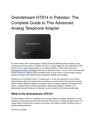 Grandstream HT814 in Pakistan_ The Complete Guide to This Advanced Analog Telephone Adapter