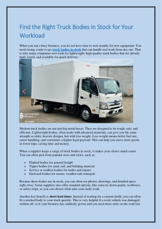 Find the Right Truck Bodies in Stock for Your Workload