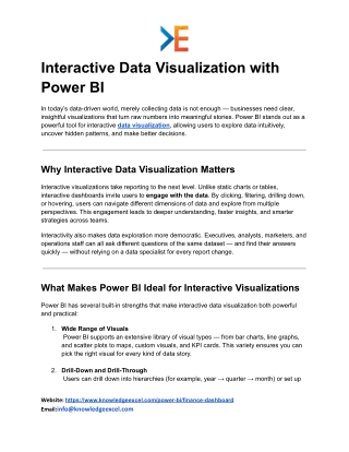 Interactive Data Visualization with Power BI: Turning Complex Data into Clear In