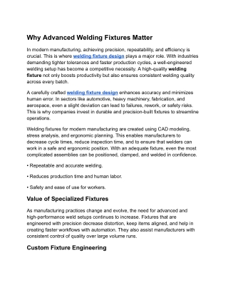 Why Advanced Welding Fixtures Matter