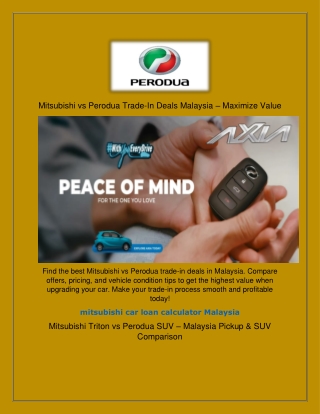 Mitsubishi vs Perodua Trade-In Deals Malaysia – Maximize Value