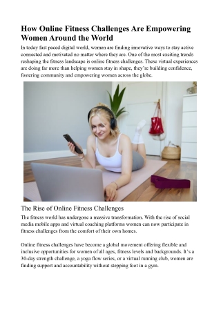 How Online Fitness Challenges Are Empowering Women Around the World